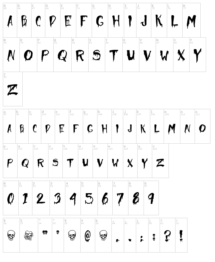 Halloween Too font map